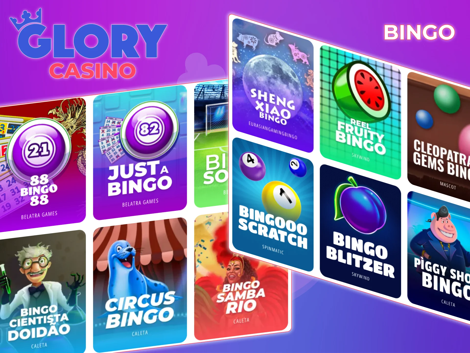Play bingo games on the Glory Casino website.