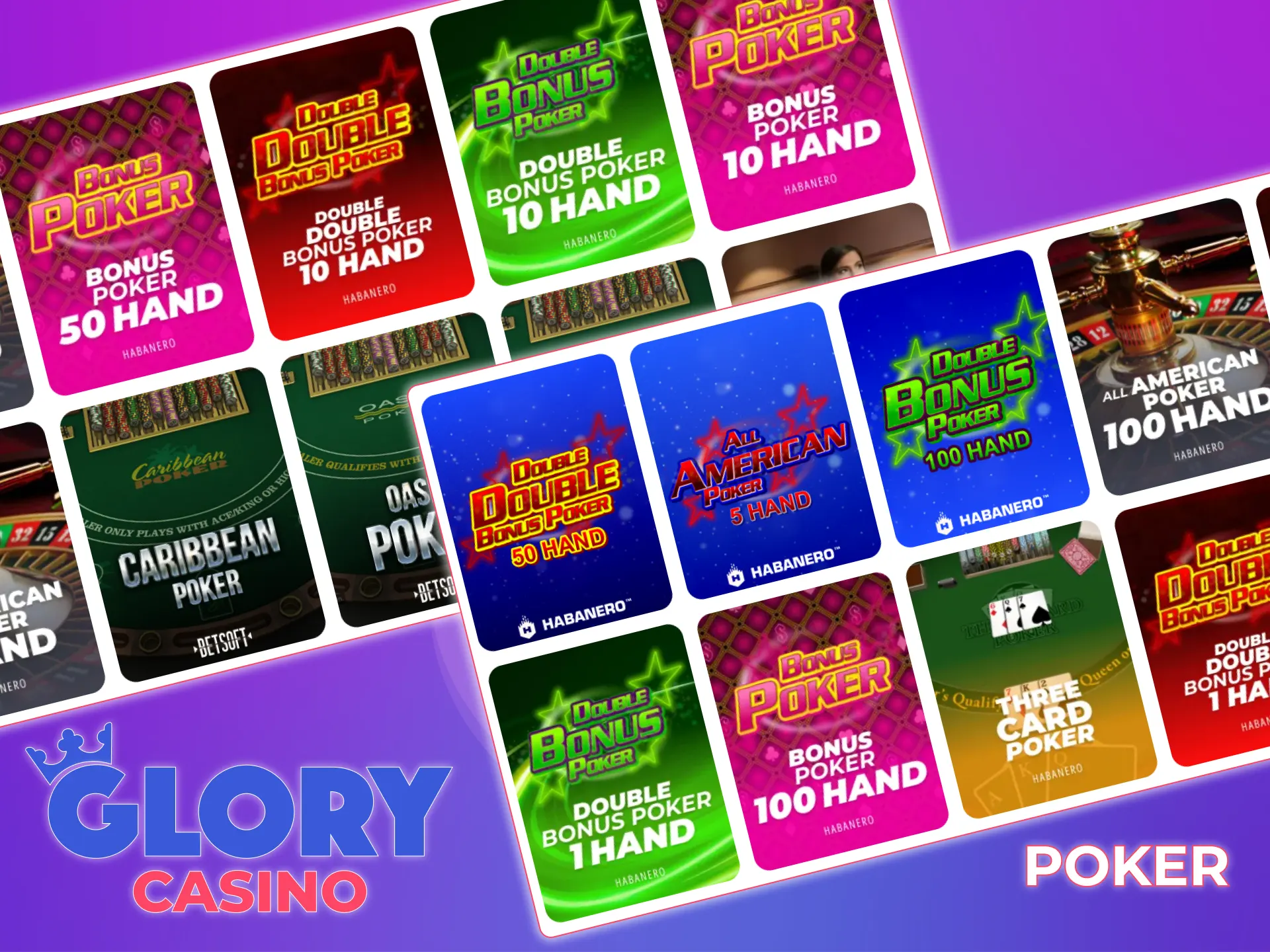 Win while playing poker at Glory Casino.