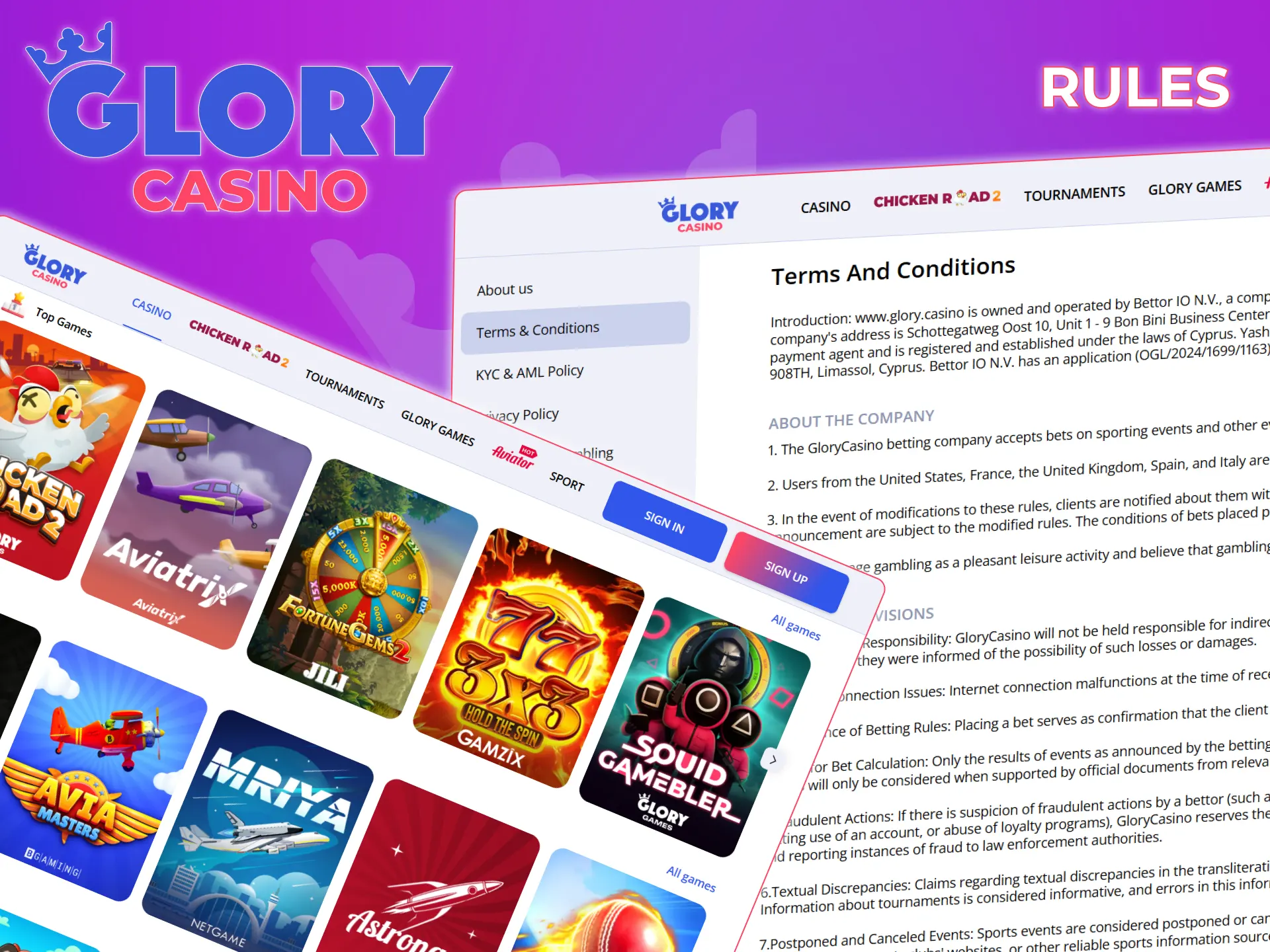 Play according to the rules of the Glory Casino platform.