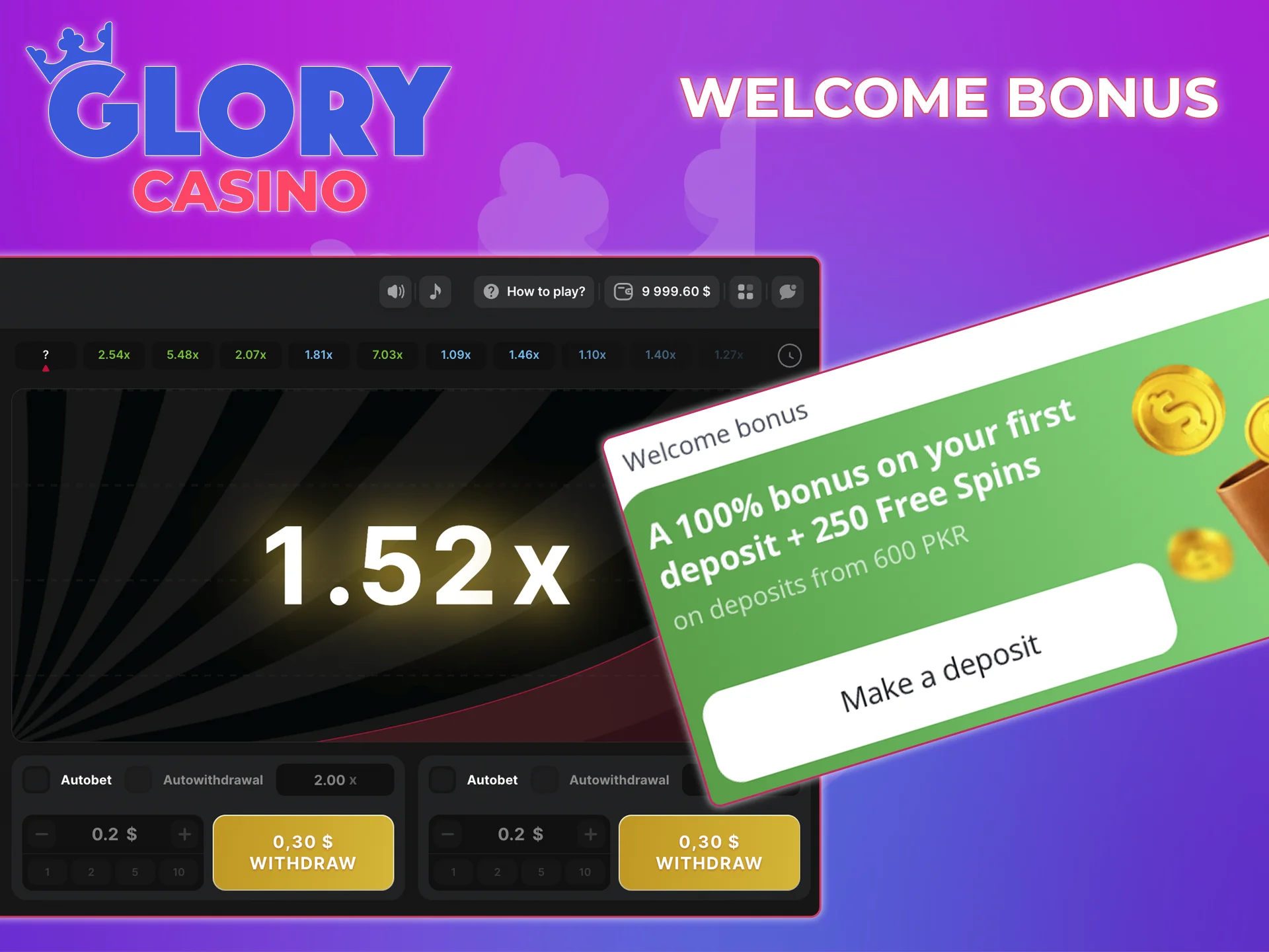Make the most of the bonus from Glory Casino when playing Astronaut.