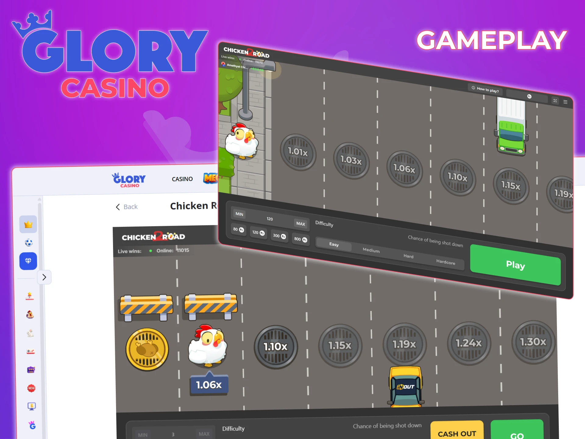 Learn more about the Chicken Road 2 gameplay available at Glory Casino.